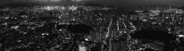 Hong Kong siyah beyaz havadan görünümü 