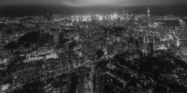 Hong Kong siyah beyaz havadan görünümü 
