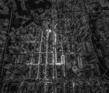 Hong Kong siyah beyaz havadan görünümü 