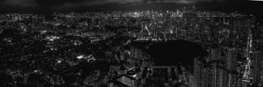 Hong Kong siyah beyaz havadan görünümü 