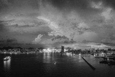 Hong Kong siyah beyaz havadan görünümü 