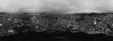 Hong Kong siyah beyaz havadan görünümü 