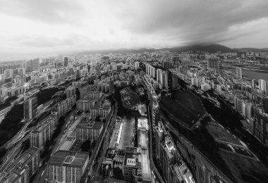 Hong Kong siyah beyaz havadan görünümü 