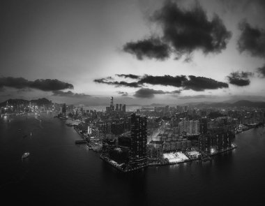 Hong Kong siyah beyaz havadan görünümü 