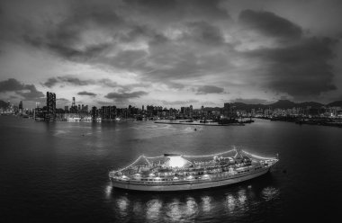 Hong Kong siyah beyaz havadan görünümü 