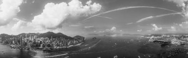 Hong Kong siyah beyaz havadan görünümü 