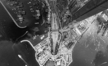 Hong Kong siyah beyaz havadan görünümü 