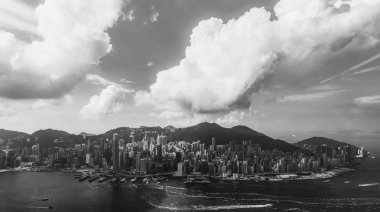 Hong Kong siyah beyaz havadan görünümü 