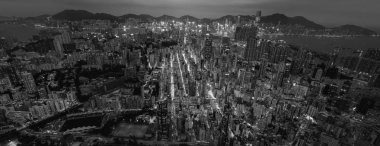 Hong Kong siyah beyaz havadan görünümü 