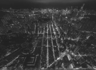 Hong Kong siyah beyaz havadan görünümü 