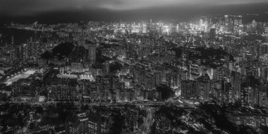 Hong Kong siyah beyaz havadan görünümü 