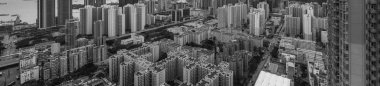 Hong Kong siyah beyaz havadan görünümü 