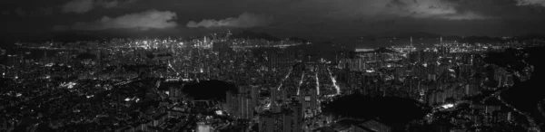 Zwart Wit Luchtfoto Van Hong Kong — Stockfoto