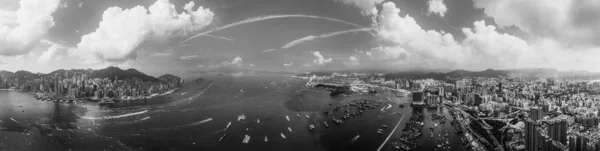 Черный Белый Вид Воздуха Гонконг — стоковое фото