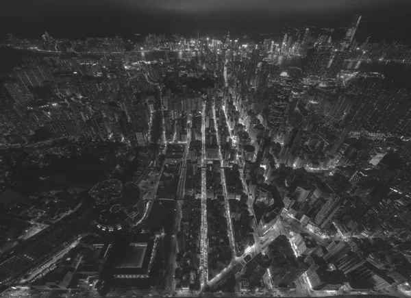 Schwarz Weiße Luftaufnahme Von Hongkong — Stockfoto