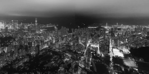 Hong Kong siyah beyaz havadan görünümü 