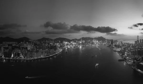 Ασπρόμαυρη Αεροφωτογραφία Του Χονγκ Κονγκ — Φωτογραφία Αρχείου