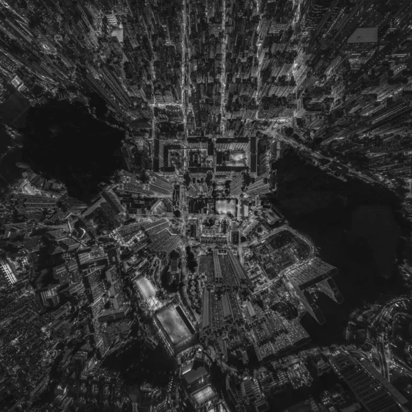 Black White Aerial View Hong Kong — Stock Photo, Image