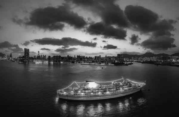 Zwart Wit Luchtfoto Van Hong Kong — Stockfoto