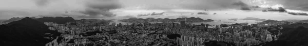 Vista Aérea Blanco Negro Hong Kong — Foto de Stock