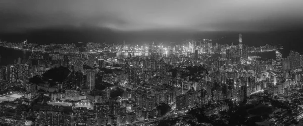 Zwart Wit Luchtfoto Van Hong Kong — Stockfoto
