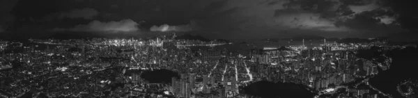 Vue Aérienne Hong Kong Noir Blanc — Photo