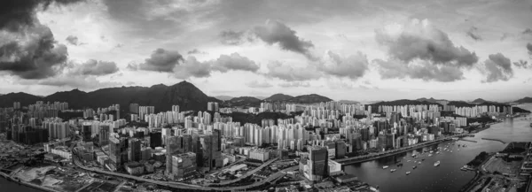 Black White Aerial View Hong Kong — Stock Photo, Image