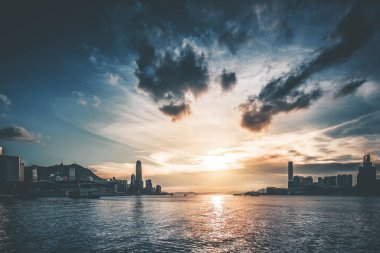 Hong Kong Victoria Harbor Vintage renk tonu