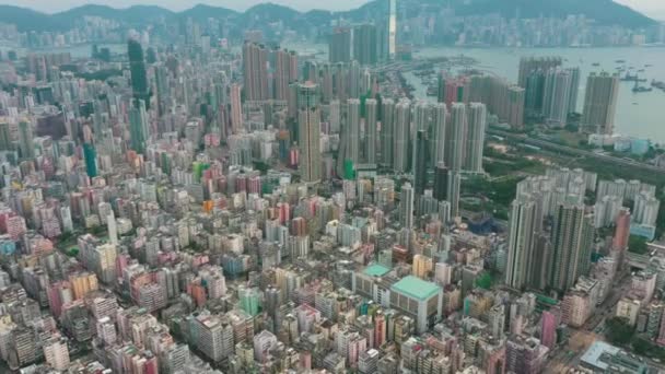 Coastal City Buildings Overview Sea Mountains — Stock Video
