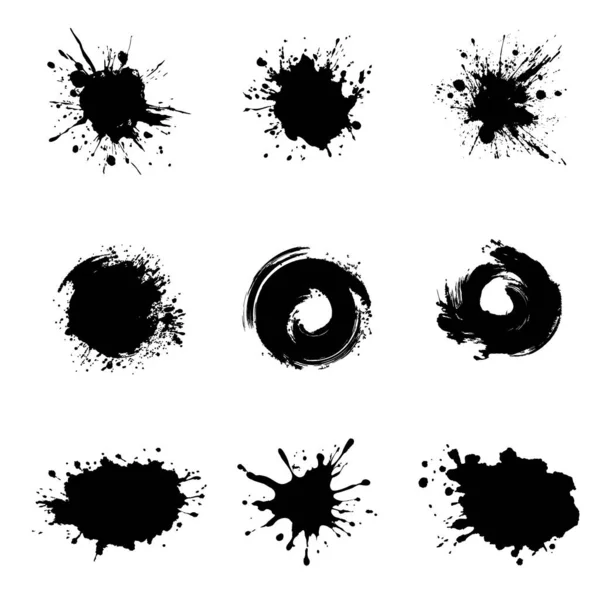 vector set of black ink blobs