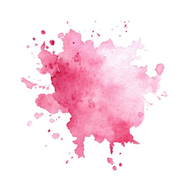 Pembe suluboya leke üzerinde izole beyaz arka plan