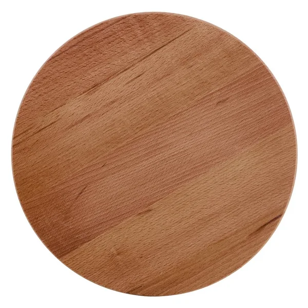 Beyaz arka plan üzerinde izole yuvarlak ahşap kesme tahtası