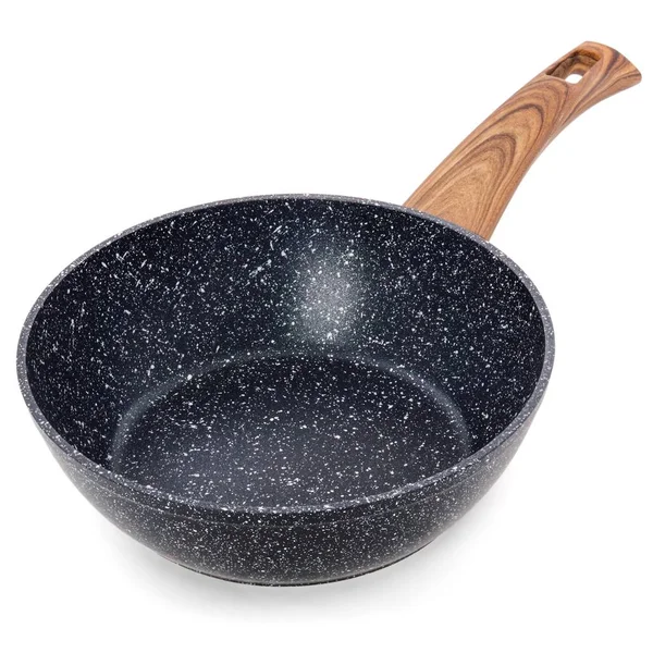 Black pan for frying on a white background — Stock Photo, Image