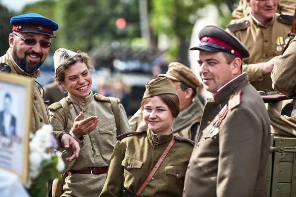 Des Gens Uniforme Militaire Honneur Fête Victoire Société Historique Militaire — Photo