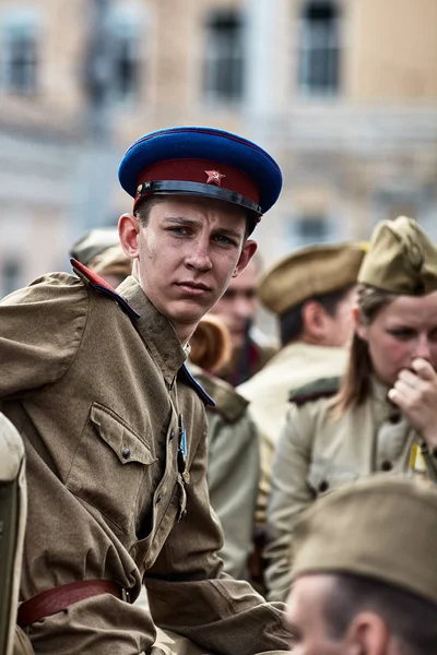 Pessoas Uniforme Militar Honra Das Férias Dia Vitória Sociedade Histórica — Fotografia de Stock