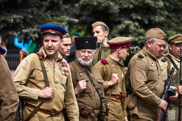 Des Gens Uniforme Militaire Honneur Fête Victoire Société Historique Militaire — Photo