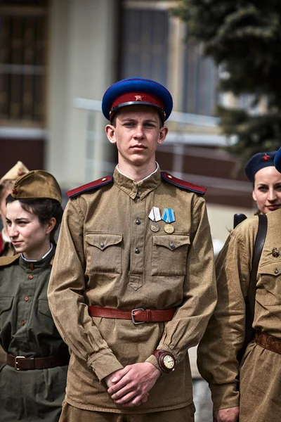 Mensen Militair Uniform Ter Ere Van Overwinning Dag Van Vakantie — Stockfoto