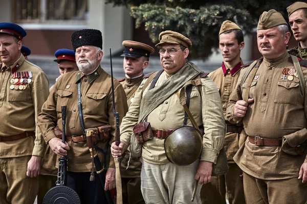 Pessoas Uniforme Militar Honra Das Férias Dia Vitória Sociedade Histórica — Fotografia de Stock