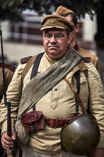 Pessoas Uniforme Militar Honra Das Férias Dia Vitória Sociedade Histórica — Fotografia de Stock