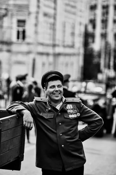 Pessoas Uniforme Militar Honra Das Férias Dia Vitória Sociedade Histórica — Fotografia de Stock