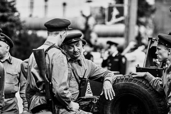 Pessoas Uniforme Militar Honra Das Férias Dia Vitória Sociedade Histórica — Fotografia de Stock