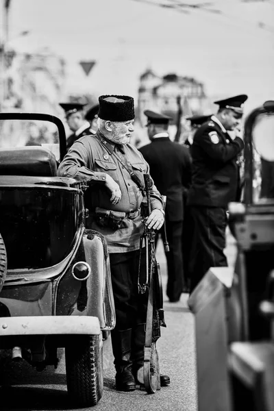 Pessoas Uniforme Militar Honra Das Férias Dia Vitória Sociedade Histórica — Fotografia de Stock