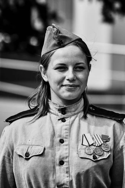 Gente Uniforme Militar Honor Fiesta Del Día Victoria Sociedad Histórica — Foto de Stock