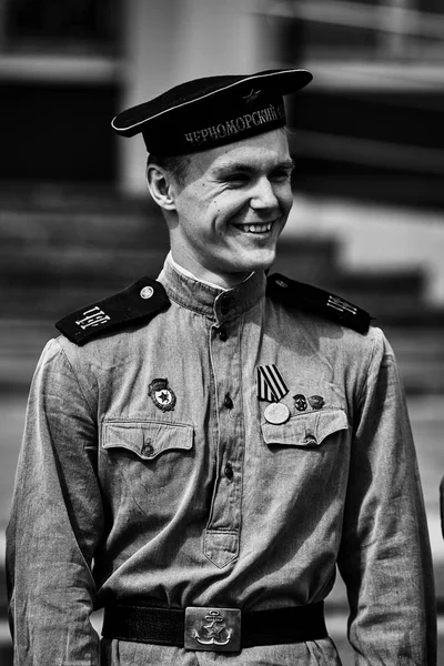 Pessoas Uniforme Militar Honra Das Férias Dia Vitória Sociedade Histórica — Fotografia de Stock