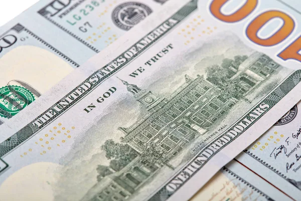 Dollari Primo Piano Concetto Dollari Americani Denaro Contanti Banconote Cento — Foto Stock