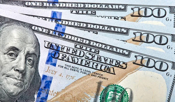 Conceito Fechar Dólares Dinheiro Dinheiro Americano Cem Dólar Notas — Fotografia de Stock
