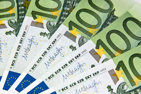 Χαρτονομίσματα Των Εκατό Ευρώ Ευρώ Χρήματα Ευρώ Μετρητά Φόντο Χρήματα — Φωτογραφία Αρχείου