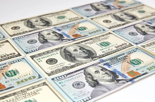 Сто Доларових Банкнот Концепція Закриття Доларів Американські Долари Готівкові Гроші — стокове фото