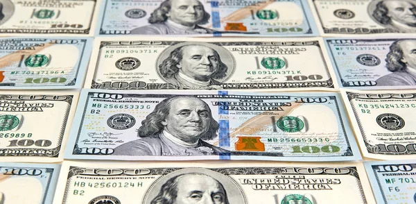 One Hundred Dollar Banknotes Dollars Closeup Concept American Dollars Cash — Stock Photo, Image