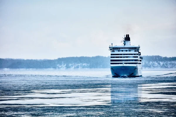 Ferry to Scandinavia. Cruise ship. Nature of the fjord and ice